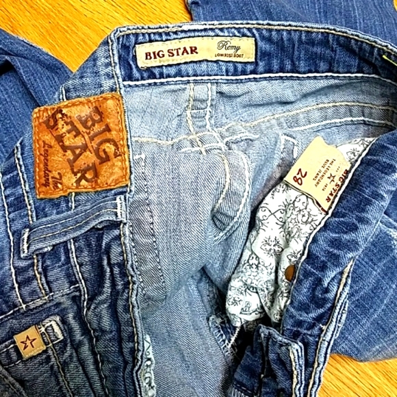 BIG STAR 28x14 REMY, LOW-RISE BOOT CUT DISTRESSED FADED SHORTS - Picture 6 of 8